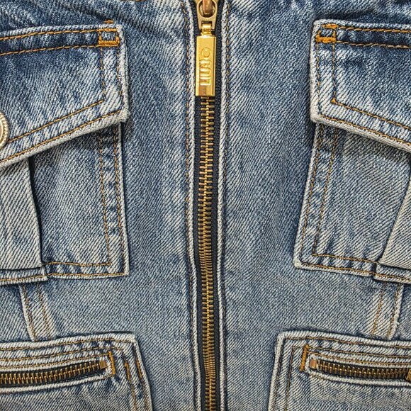 Liu Jo Milano Designer Jean Top & Skirt Set Women’s Size 6/27 Blue Denim - Picture 4 of 16